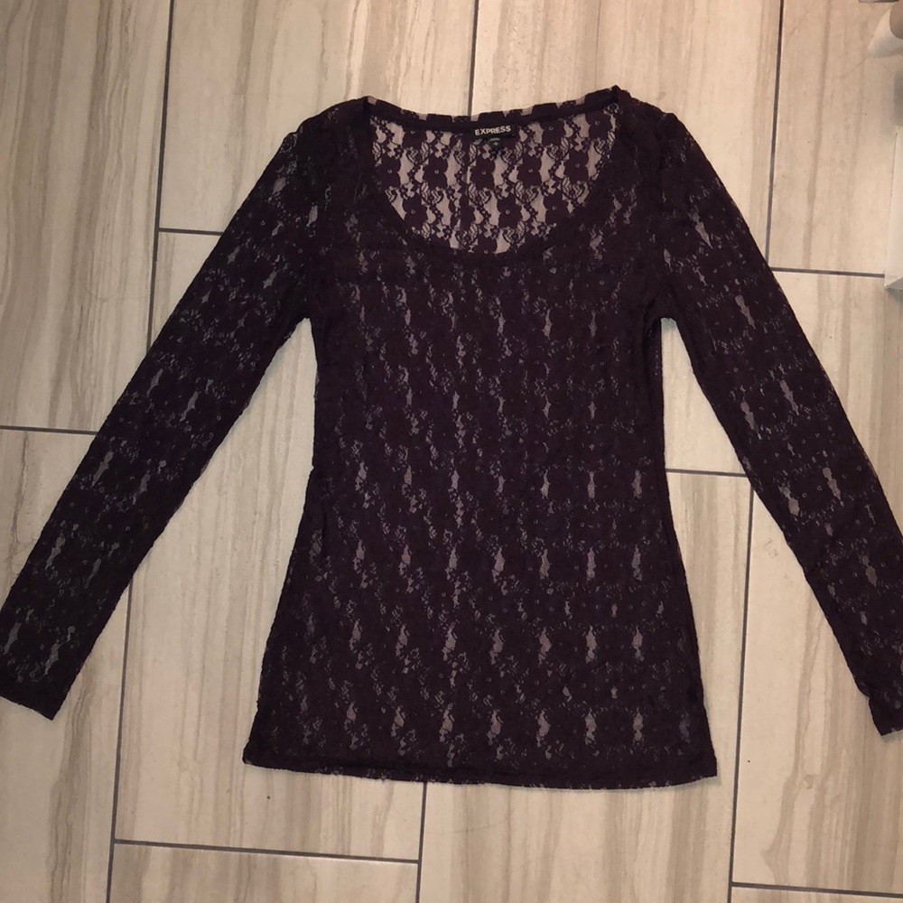 Express small purple lace long sleeve